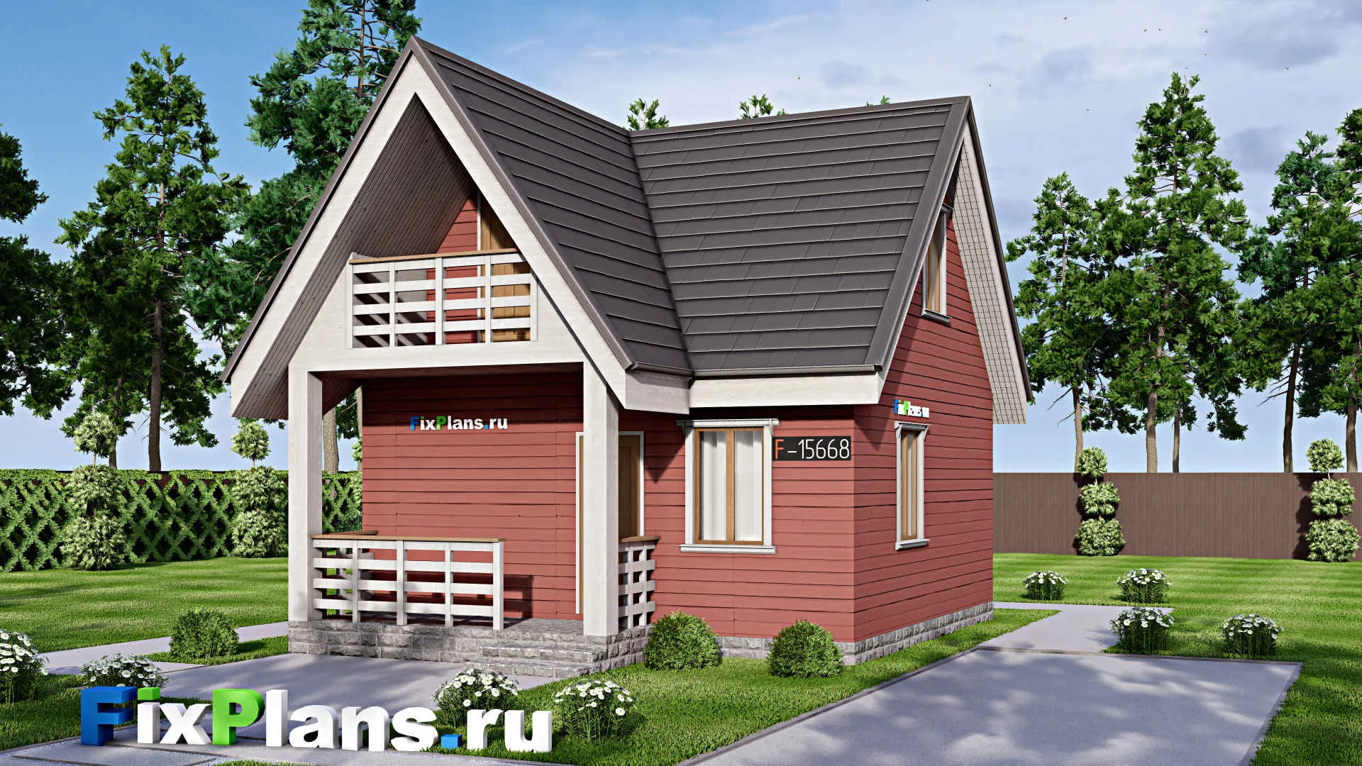 F-15668 - Проект бани 8 на 9, площадью 90 м² с комнатой отдыха, мансардой, санузлом и спальней